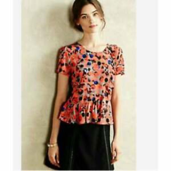 Anthropologie Tops - Anthropologie Silk Circles Ruffled Blouse